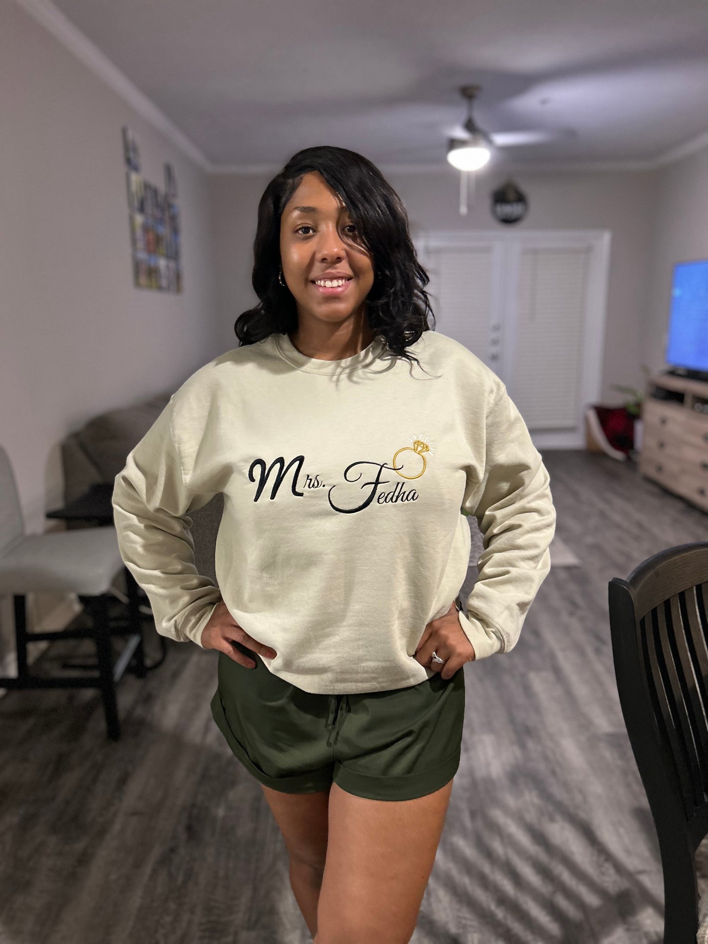 Embroidered Mrs. Crewneck Sweatshirt & Hoodie