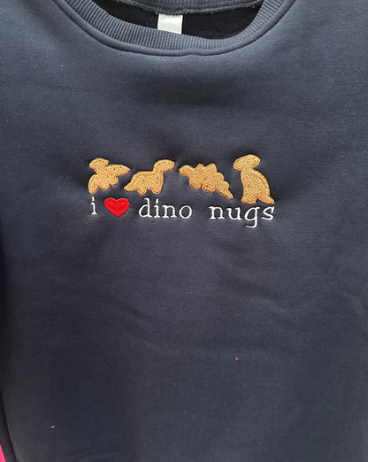 Adult I Heart Dino Nugs Embroidered Crewneck Sweatshirt & Hoodie