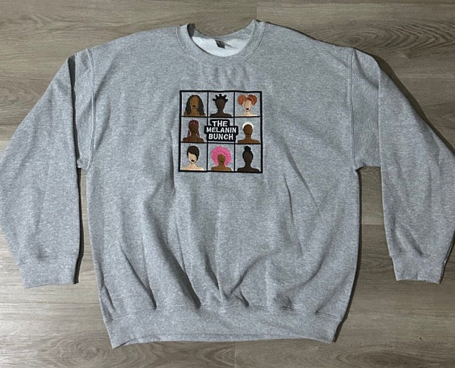 Melanin Bunch Embroidered Crewneck Sweatshirt & Hoodie